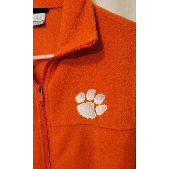 COLUMBIA-CLEMSON TIGERS-Orange Poly Fleece, Full Zip Logo Jacket-(Small) - Picture 4 of 6
